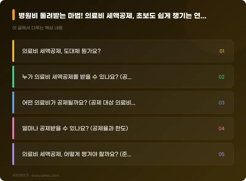 병원비 돌려받는 마법! 의료비 세액공제, 초보도 쉽게 챙기는 연말정산 꿀팁 - 핵심 내용 요약