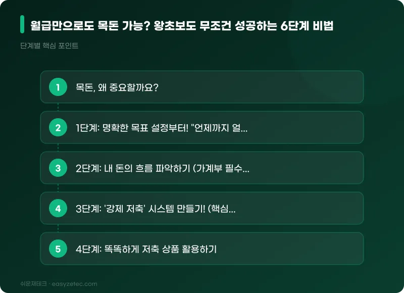 월급만으로도 목돈 가능? 왕초보도 무조건 성공하는 6단계 비법 - 핵심 내용 요약