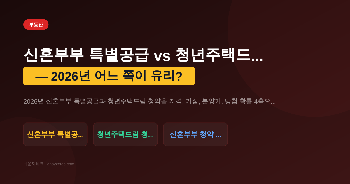 신혼부부 특별공급 vs 청년주택드림 청약 — 2026년 어느 쪽이 유리?